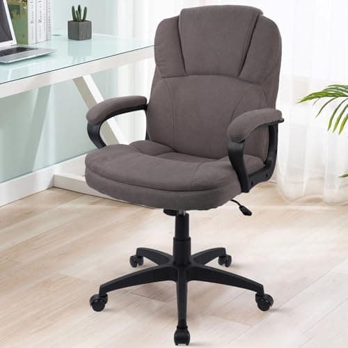 Image of CLATINA Cloth Fabric Office Desk Chair, Adjustable Height Swivel Ergonomic Executive Chairs with Soft Padded Armrest and Wheels, Comfortable Upholstered Computer Task Chair for Home, Work, Brown