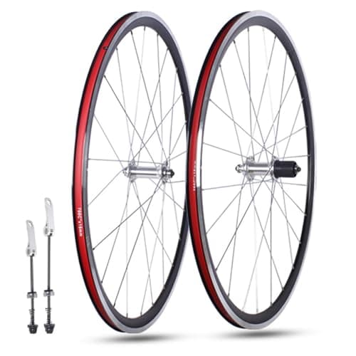 Image of 700C Quick Release Front/Rear Wheels Aluminum Alloy Road Bike Wheelset V Brake 24H Hubs For 7/8/9/10 Speed Cassette(Silver)