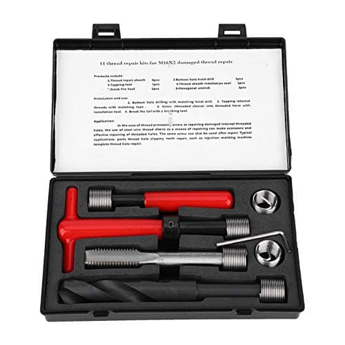 Image of ASHATA 11Pcs Thread Repair Kit Stainless Steel M16x2 Length HSS Drill Helicoil Repair Units Conversion Helicoil Repair Kit