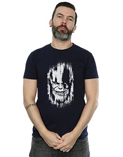 Image of Marvel Men's Avengers Infinity War Thanos Face T-Shirt Navy Blue X-Large