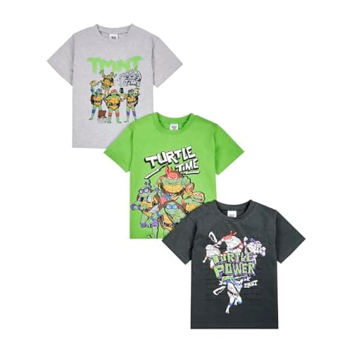 Image of Teenage Mutant Ninja Turtles Boys T-Shirts Pack of 3, Ninja Turtles Short Sleeve 3PK Tees for Boys, Official TMNT Clothing Merchandise 4-5 Years Multicoloured