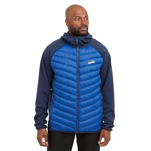 Image of Peter Storm Men's Active Hybrid Jacket with Hood and Zipped Pockets, Water Repellent, Insulated & Lightweight Athletic Coat (UK, Alpha, L, Regular, Regular, Blue)