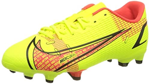 Image of NIKE JR Vapor 14 Academy FG/MG Soccer Shoe, Volt Bright Crimson, 5 UK