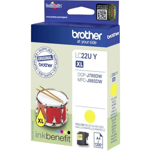 Image of Brother LC22UY Yellow Super High Yield Ink Cartridge, Genuine Supplies