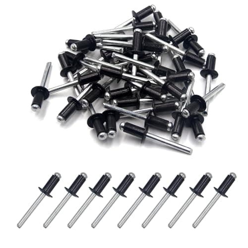 Image of BESTYCHAO 100pcs 6.4mm x 12.7mm Large Aluminium Blind Rivet, Open End Rivet Pop Rivet, Pack of 100 (Black)
