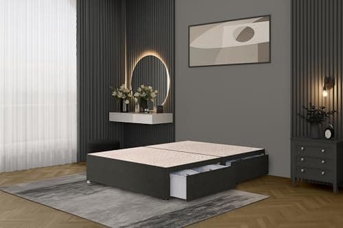 Image of Bed Centre Bliss Grey Linen Divan Base with Optional Drawers and Headboard (3FT Single, 2 Drawers Same Side No Headboard)