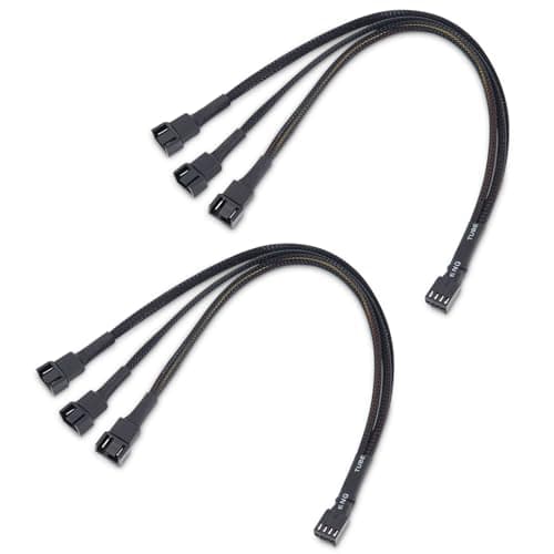 Image of Cable Matters 2 Pack 4 Pin PWM Splitter Cable - 30cm, 3 Computer Fan Splitter, 1x PWM-Controlled with 2 Follower
