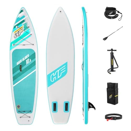 Image of Bestway Hydro-Force SUP, Aqua Glider Stand Up Paddle Board Set with Hand Pump and Travel Bag, 10 ft 6