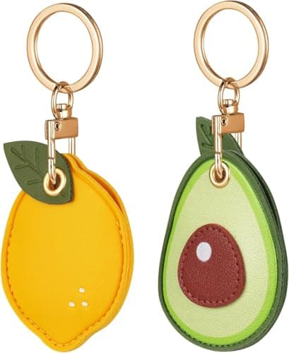 Image of AXFEE 360° AirTag Protective Case, Cartoon Leather Keyring Case For Apple AirTag, Decorative Holder
