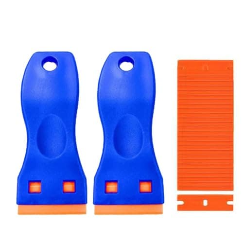 Image of JCKD 2pcs Mini Plastic Scraper with 20 Plastic Blades, Plastic Scraper, Adhesive Residue Remover for Removing Glass Window Stickers and car Stickers, Label Remover