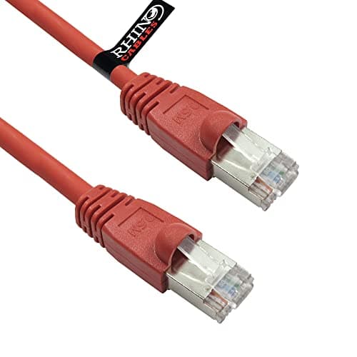 Image of rhinocables CAT6 Ethernet Patch Lead – Long Full Copper Shielded RJ45 Cable for Modems, Routers, Consoles & PCs | PoE Compatible Gigabit Wire for Home, Office & School Networks (Red, 20m)