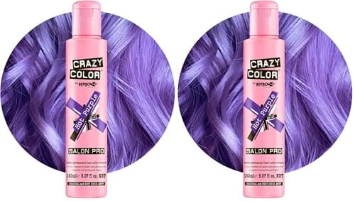 Image of Crazy Color Hot Purple Semi-Permanent Hair Dye. Highly Pigmented Royal Purple Conditioning & Oil Nourishing Vegan Formula | No Bleach or Ammonia | Limited Edition 150ml Size (Pack of 2)