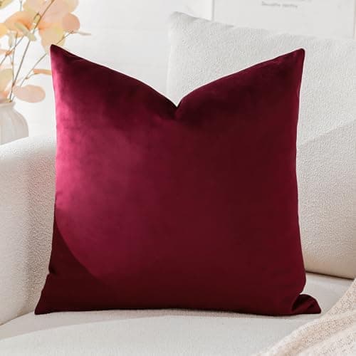 Image of Artscope Luxury Velvet Cushion Covers Super Soft Decorative Square Throw Pillow Covers Case Cushion Covers for Sofa Couch Bedroom Car Decor 60x60cm Wine Red