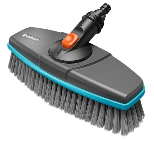 Image of Gardena Cleansystem soft, long-handled brush: Brush for cleaning sensitive surfaces, soft bristles, swivelling, for connection to Cleansystem handle, ideal for larger surfaces (18810-20)