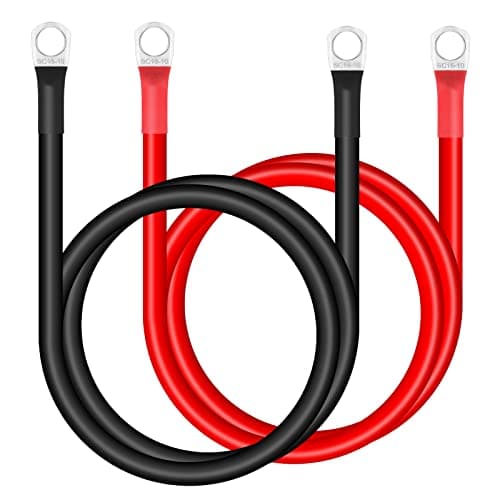 Image of Zocipro 70cm Car Battery Cable, 2Pcs 16mm² 5AWG Battery Cable Red and Black Inverter Cable, M10 Battery Cables 12V Heavy Duty for Auto, Truck, Motorcycle, Solar, RV, Marine