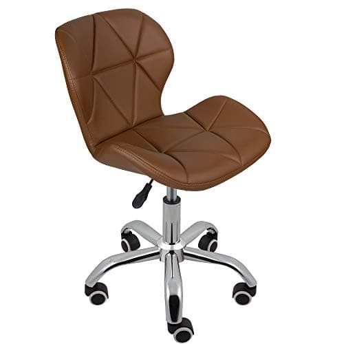 Image of Charles Jacobs Home Office Swivel Computer Desk Chair with a Height Adjustable Chrome base and Wheels - Brown PU