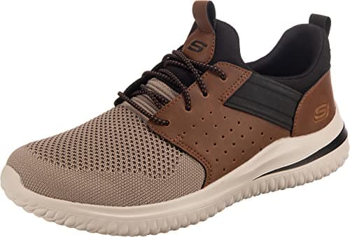 Image of Skechers Men's 210238 BRTN Sneaker, Brown Tan Knitted Mesh W/Synthetic, 8 UK