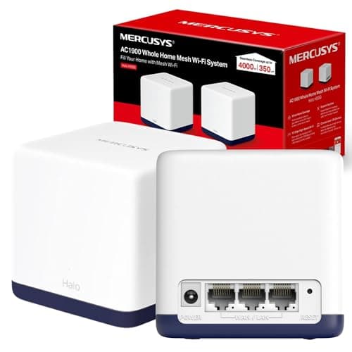 Image of Mercusys AC1900 Whole Home Mesh Wi-Fi System, Coverage up to 4,000 ft² (350 m²) Connect over 100 Devices, Full Gigabit Ports, Dual Band Wi-Fi, Easy App Control, Halo H50G(2-pack)