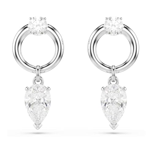 Image of Swarovski Mesmera Drop Earrings, Clear Mixed-Cut Crystals in a Rhodium-Finished Setting, Part of the Swarovski Mesmera Collection