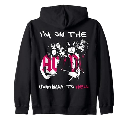 Image of Official AC/DC I'm On The Highway To Hell Logo Zip Hoodie