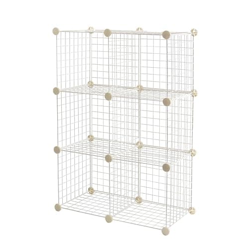 Image of Amazon Basics 6 Cube Wire Grid Stackable Storage Shelves, 66 x 32 x 96.5 cm, White
