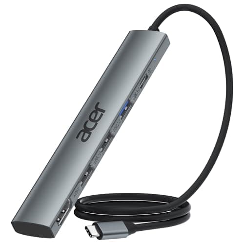 Image of acer USB C Hub HDMI 4K, Aluminum 5-in-1 USB-C Multiport Adapter with 3 x USB-A Ports, 100W Power Delivery, Type-C Splitter Compatible with Laptop, Tablet, iPhone 17 MacBook M3/M4, XPS, iPad Pro.-60cm