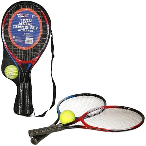 Image of A to Z Childrens Kids Metal Junior Tennis Set 2 Racket Raquets and 1 Ball Outdoor Toy Play Game Set