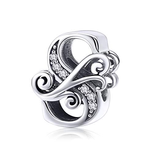 Image of Letter Charms for Pandora Bracelets 925 Sterling Silver Charms S Initial Bead Jewelry Gifts for Women Girls