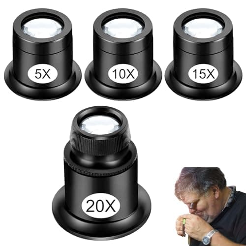 Image of 4PCS Jewellers Loupe Eye Loupe Magnifier Jewellers Loop Jewellers Magnifying Glass Watchmakers Eye Glass Professional Monocular Loupe Magnifie Watch Jewelry Experimental Repair Tool(5x 10x 15x 20x)