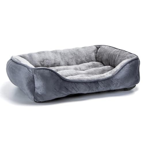 Image of Nobleza Extra Large Dog Bed - Super Soft XL Washable Plush Sofa With Anti-Slip Bottom, Warm Comfy Rectangle Grey Pet Bed for Large Dogs, 87x77x20cm