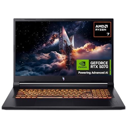 Image of Acer Nitro V17 AI ANV17-41 Gaming Laptop - AMD Ryzen 7 260, 16GB, 1TB SSD, NVIDIA GeForce RTX 5070, 17.3" Full HD 180Hz, Windows 11, Black