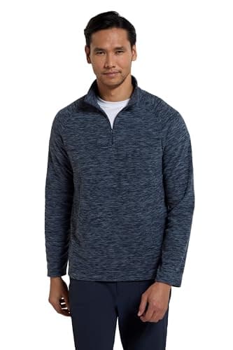 Image of Mountain Warehouse Snowdon Mens Micro Fleece Top - Breathable Antipill, Half Zip Collar Sweater, Quick Drying Smooth Pullover - For Spring Summer & Outdoors Navy L