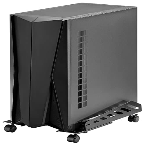 Image of Allcam PH24FL Computer Trolley Width- & Length-adjustable CPU Holder Compatible w/Fat Gaming PCs in Black