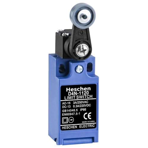 Image of Heschen Vertical Safety Limit Switch, D4N-1120, 1NC/1NO, Fast-Action Type, 3A 250VAC, Roller Lever, IP66