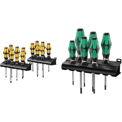 Image of Wera 05133285001 Screwdriver Set Kraftform Big Pack 900, Silver, 13 Pieces & 367/6 TORX® Kraftform Screwdriver Set with Rack, 6pc, 05028062001,Multi-Colour,315 x 155 x 40 mm
