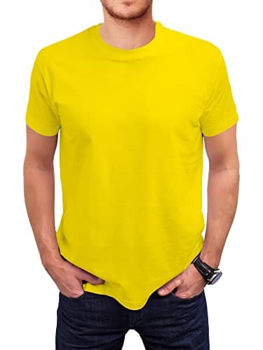 Image of Love My Fashions Men's Round Neck Short Sleeves Plain T-Shirt Yellow