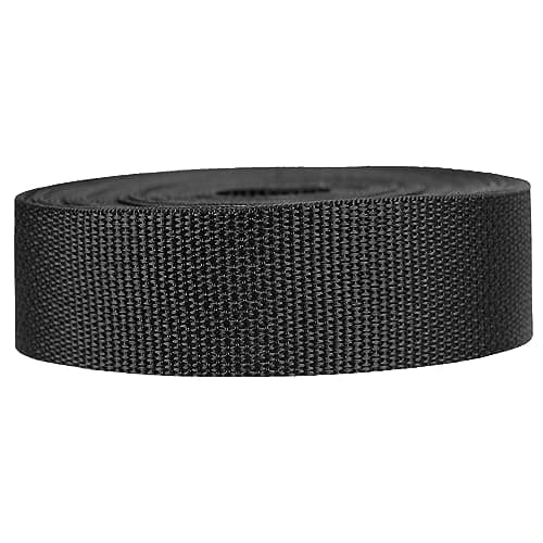 Image of Strapworks Lightweight Polypropylene Webbing - Poly Strapping for Outdoor DIY Gear Repair, Pet Collars, Crafts – 1.5 Inch x 50 Yards - Black