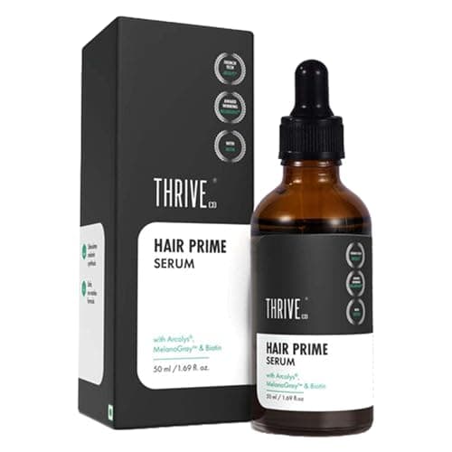 Image of ThriveCo Anti-Grey Hair Prime Serum Reverse Greying Hair & Beard Advanced Clinically Proven Treatment With Arcedin® + Arcolys® +Biotin Light-Weight, Non-Sticky Men and Women 50 ml Transparent
