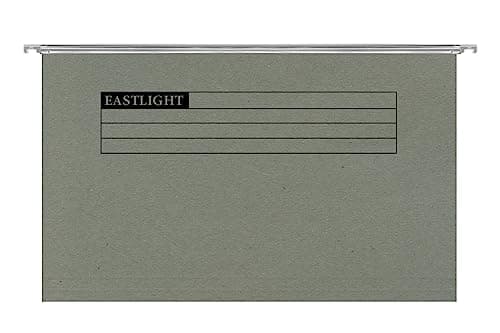 Image of Eastlight Foolscap Suspension Files with Tabs and Inserts for Filing Cabinets, 15 mm V-Base, 100 Percent Recycled Manilla, Green, Pack of 20 ** Check Size Before Ordering **