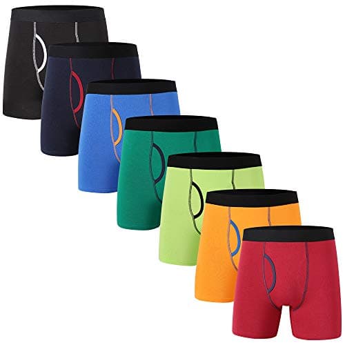 Image of DODOMIAN Mens Boxer Shorts 7 Pack No Ride-up Cotton Trunks Underwear Open Fly with Pouch,7 Pairs Boxer Briefs,3XL