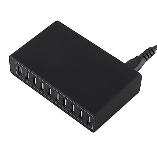 Image of Wall Charger, 12A 60W Multi Ports USB 10-Port Charger, Intelligent IC output protection, single-port maximum 2.4A,for phone, pad etc(UK Plug)