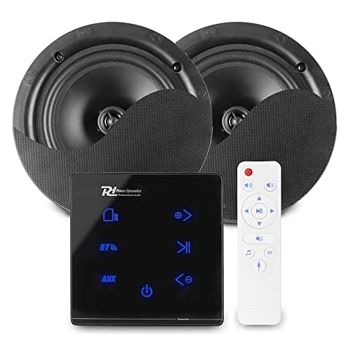 Image of Power Dynamics Bluetooth Ceiling Speaker Kit with A50B Wall Amplifier & 2x NCSS6B Black 6.5" Speakers - Home Hi-Fi Integrated Audio Ceiling Speaker Package System