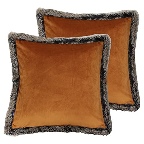 Image of Paoletti Kiruna Polyester Filled Cushions (Twin Pack), Polyester, Rust