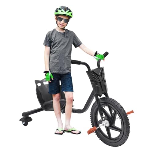 Image of MIIWWOWO Drift Trike 3 Wheel for Children 1–6 Years Old, 40cm Children's Pedal Tricycle Scooter Bike 80kg/176 lbsm Under, Adjustable Seat (Black)