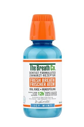 Image of The Breath Co. Alcohol Free Mouthwash. Dentist Formulated Oral Rinse for 12 Hours of Fresh Breath, ICY Mint Flavour, 300 ml