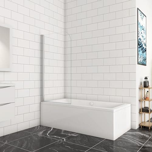 Image of SLINE SANITARY Pivot Glass Over Bath Shower Screen 6mm Easy Clean Panel 800x1500mm