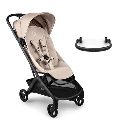 Image of Bugaboo Butterfly 2 Lightweight Travel Stroller Cabin Size - Set with Bumper Bar - One-Hand Fold Portable Pushchair, Baby Buggy with Reclining Seat, Storage Basket, Carry Strap – Desert Taupe