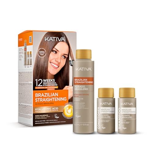 Image of Brazilian Keratin Kativa Straightening Treatment at Home with Hyaluronic Acid and Premium Serum