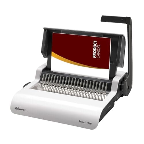 Image of Fellowes Pulsar+ Binding Machine with Storage Tray - 20 Sheet Punch Capacity for A4 sheets - Manual Comb Binding Machine - 300 Sheet Capacity - Includes 10 Clear Covers - Ideal for Home/Small Office