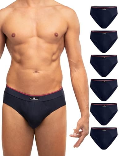 Image of DANISH ENDURANCE Mens Briefs, Underwear Man, Soft Cotton Underpants, Y Fronts for Men, Multipack, 6 Pack, Navy/Red, XL